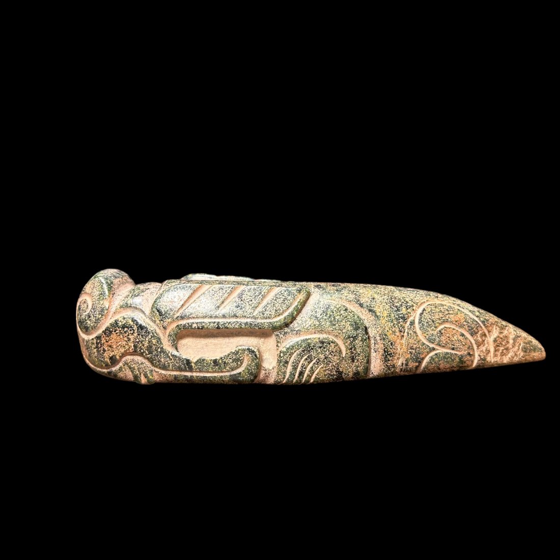 Pre-Columbian Olmec green stone dragon (1 of 2)