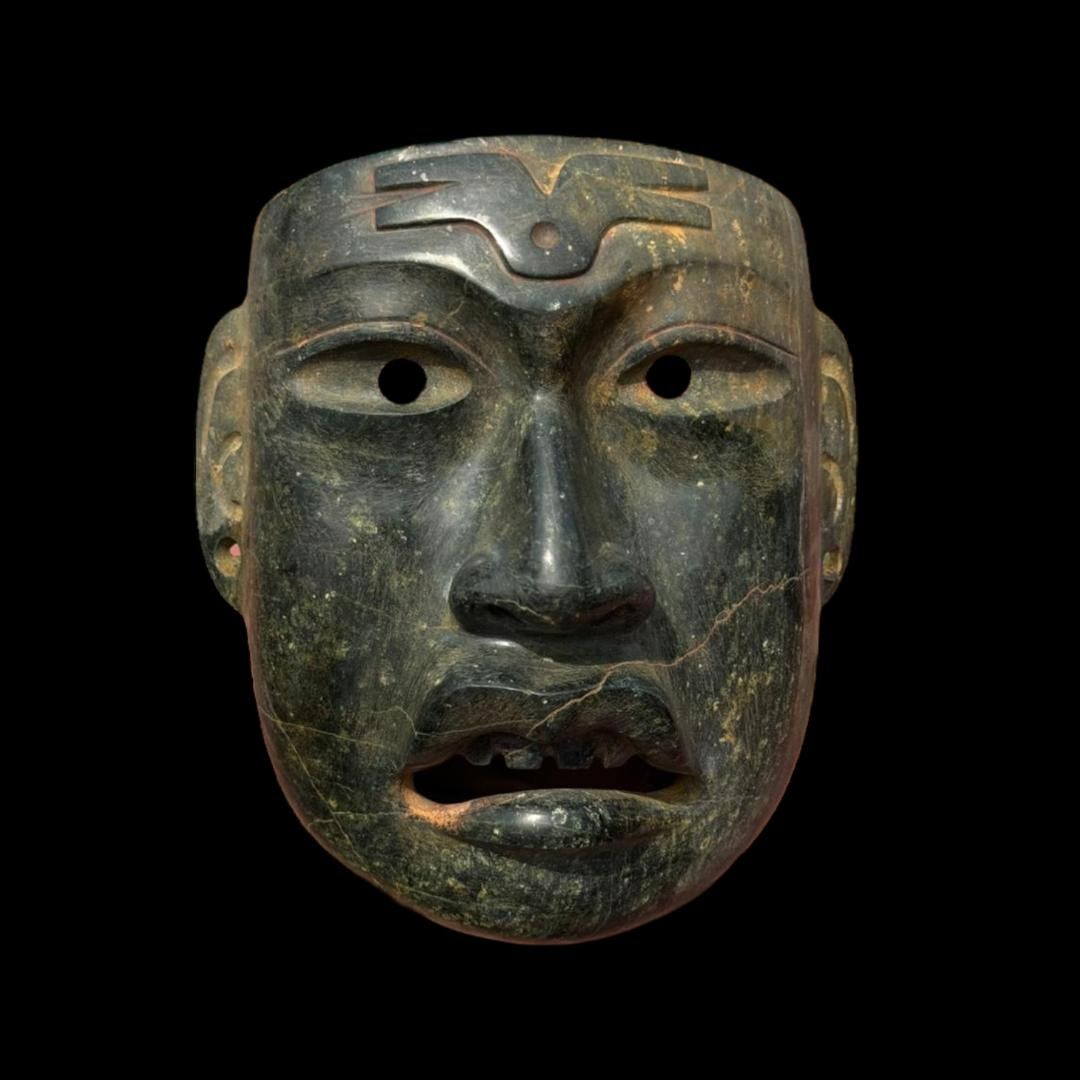 Pre-Columbian Olmec serpentine mask (1 of 4)