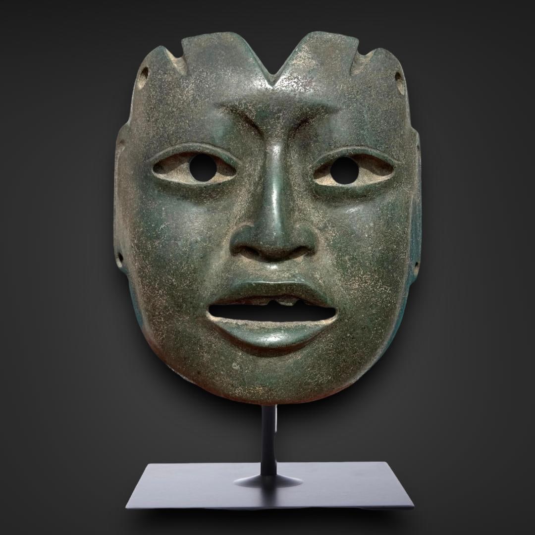 Pre-Columbian Olmec green stone mask (1 of 4)
