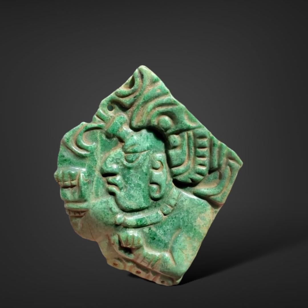 Pre-Columbian Maya jade plaque (1 of 2)