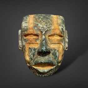 Rare Pre-Columbian Teotihuacan green stone mask