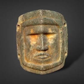 Pre-Columbian Chontal green stone mask
