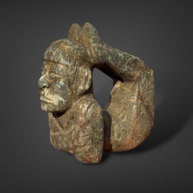 Pre-Columbian Olmec green stone acrobat figure