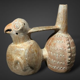 Pre-Columbian Chimu whistling pottery vessel