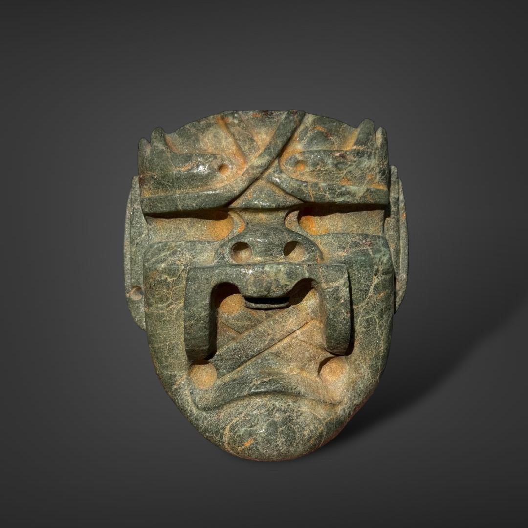 Pre-Columbian Olmec Were-jaguar green stone mask (1 of 4)