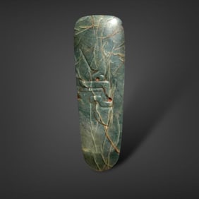 Pre-Columbian Olmec incised jade hacha