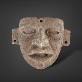 Pre-Columbian Teotihuacan green stone mask