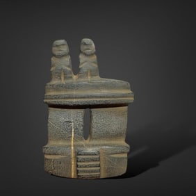 Pre-Columbian Mezcala stone temple with figures