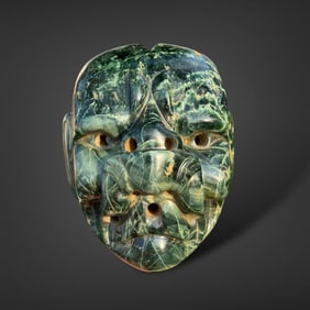 Pre-Columbian Olmec jade jaguar mask