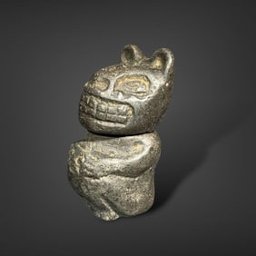 Pre-Columbian Chavin stone container with removable head