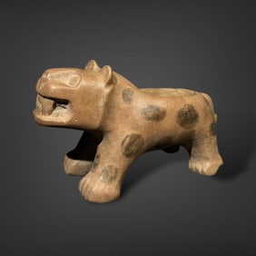 Pre-Columbian Tiahuanco stone feline vessel