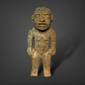 Pre-Columbian Teotihuacan green stone figure