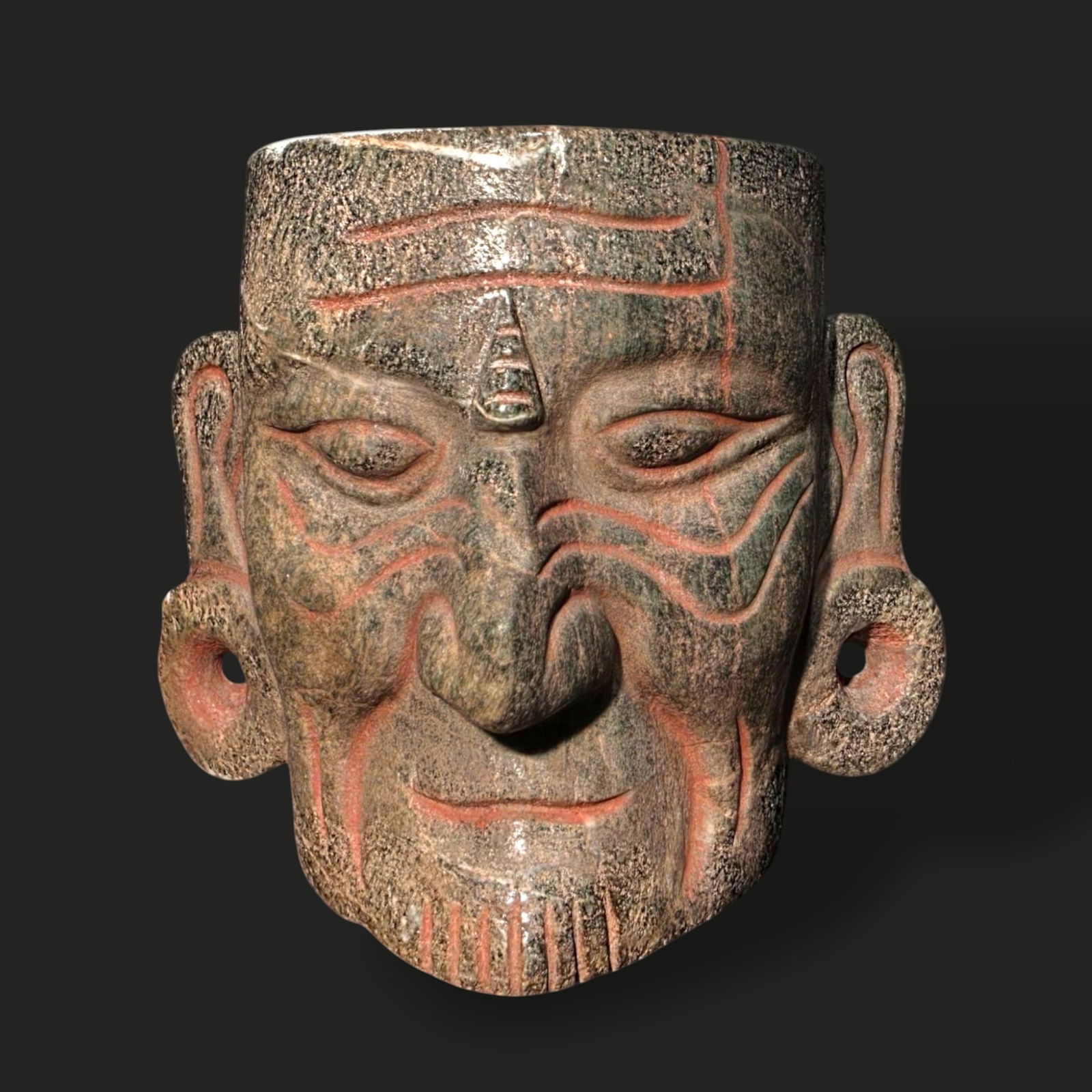 Pre-Columbian Maya green stone vessel (1 of 4)