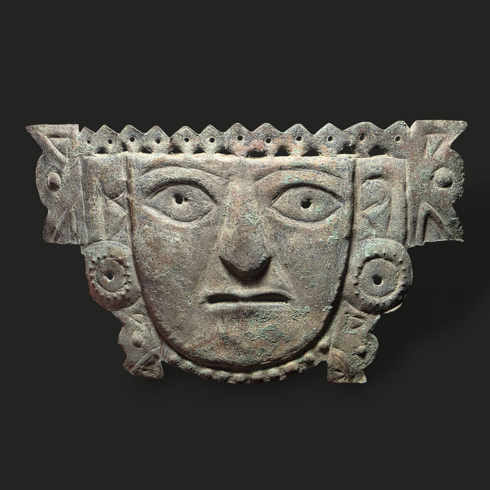 Pre-Columbian Moche copper mask (1 of 2)