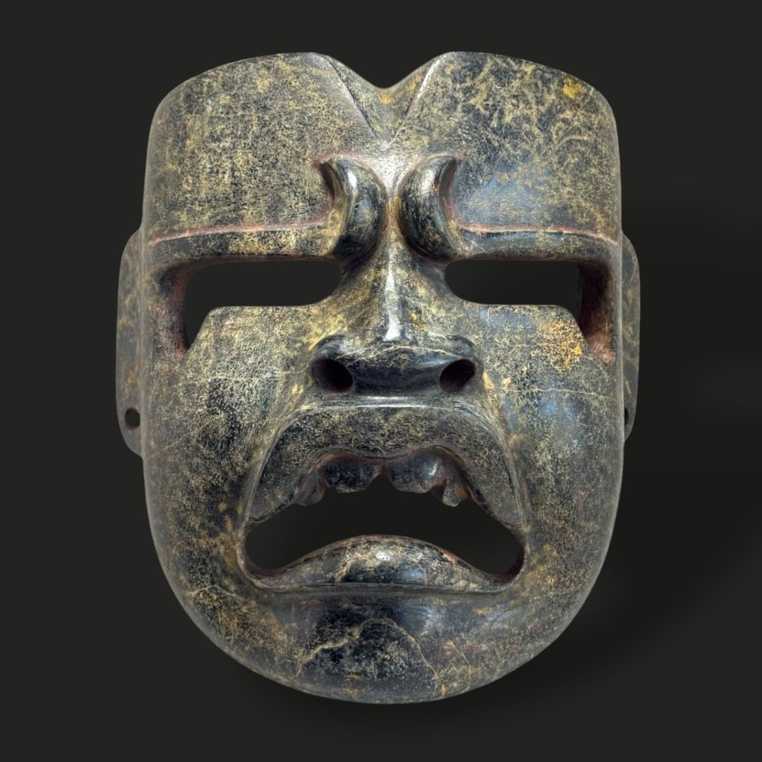Pre-Columbian Olmec serpentine mask (1 of 4)