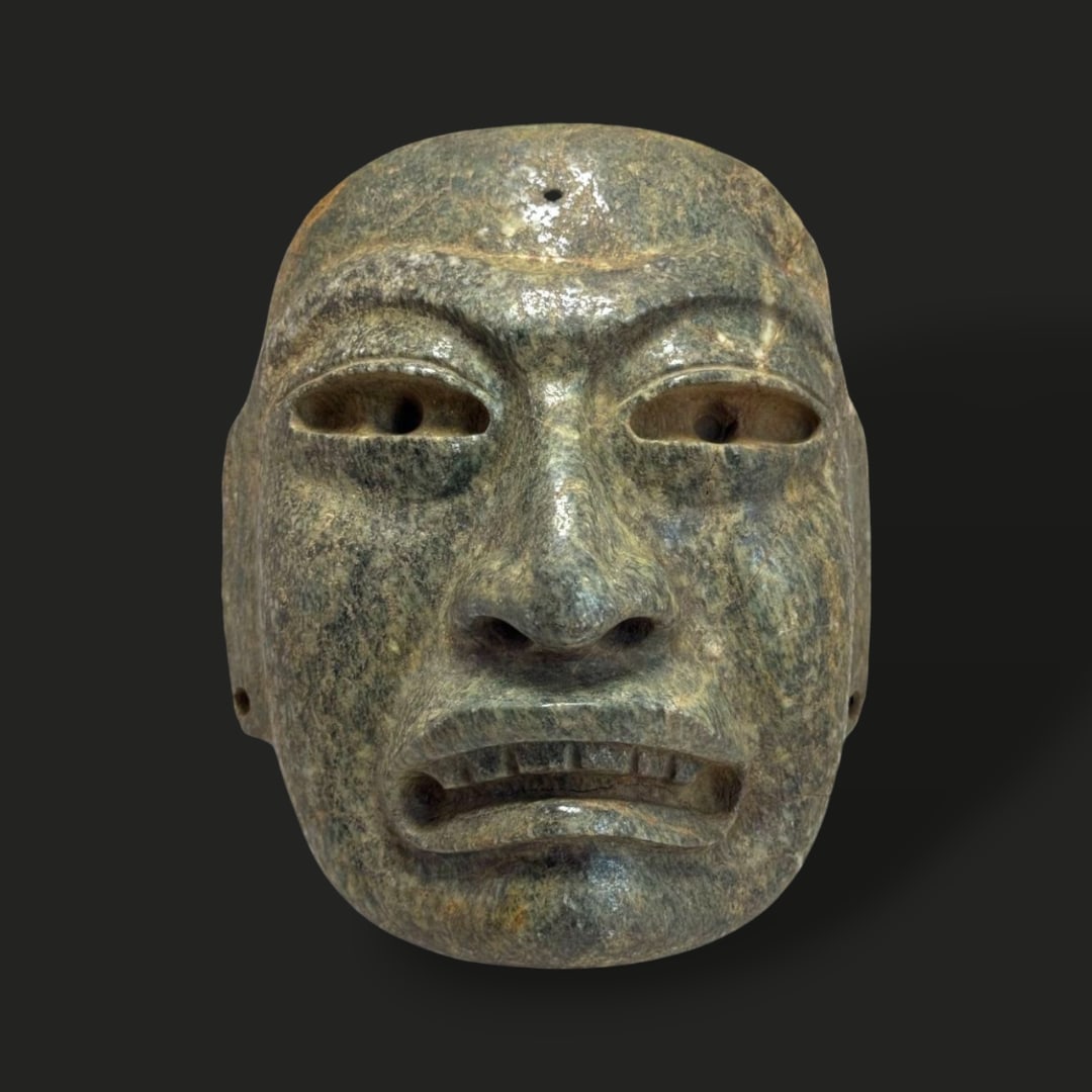 Pre-Columbian Olmec green stone mask (1 of 2)