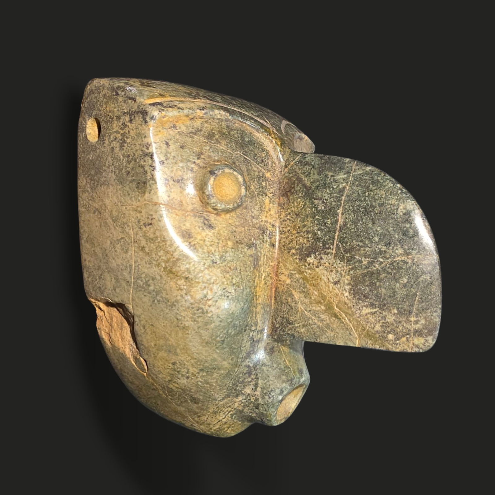 Pre-Columbian Sultepec green stone mask (1 of 4)