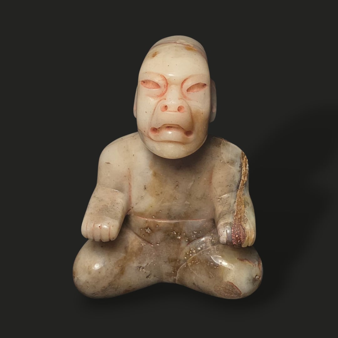Pre-columbian Olmec jade seated figure (1 of 4)