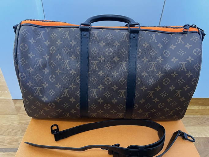 Louis Vuitton Virgil Abloh Rainbow X And Black Taiga Keepall 50