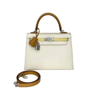 NIB 2022 HERMES Kelly 25 Sellier Limited Edition Tri-Color Epsom Leather: Model: Sellier Limited Edition Tri-Color EpsomDepartment: Women Style: Shoulder BagLining Color: Multicolor Bag Height: 7.5 inExterior Color: Multicolor Product Line: HERMÃˆS KellyTheme: Colorful Pa