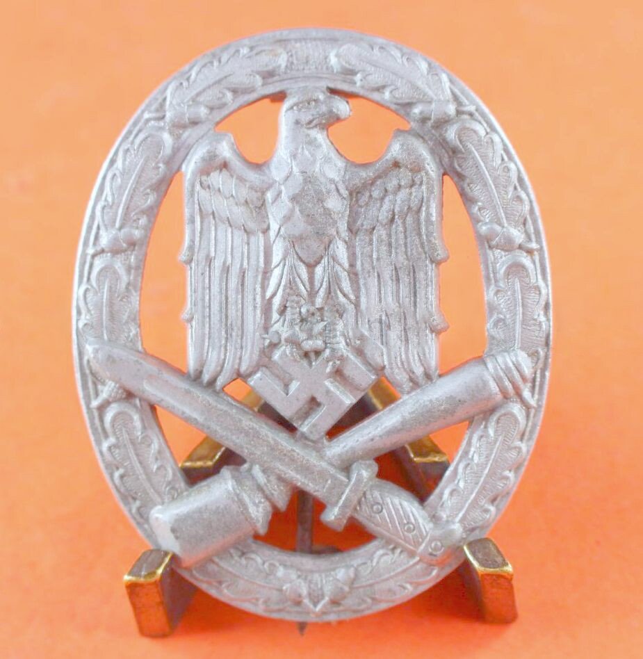 WW2 German General Assault Badge - Silver Plated Embossed version (1 of 4)