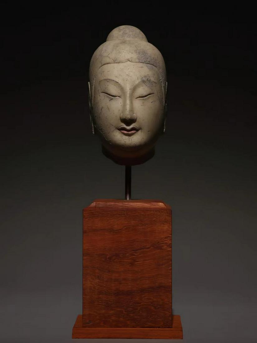 White jade Buddha head before Ming Dynasty (1 of 7)