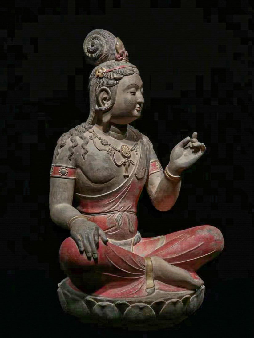 Before the Ming Dynasty bluestone painted Buddha (1 of 9)