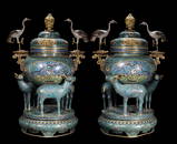 A pair of cloisonne furnaces in Qing Dynasty