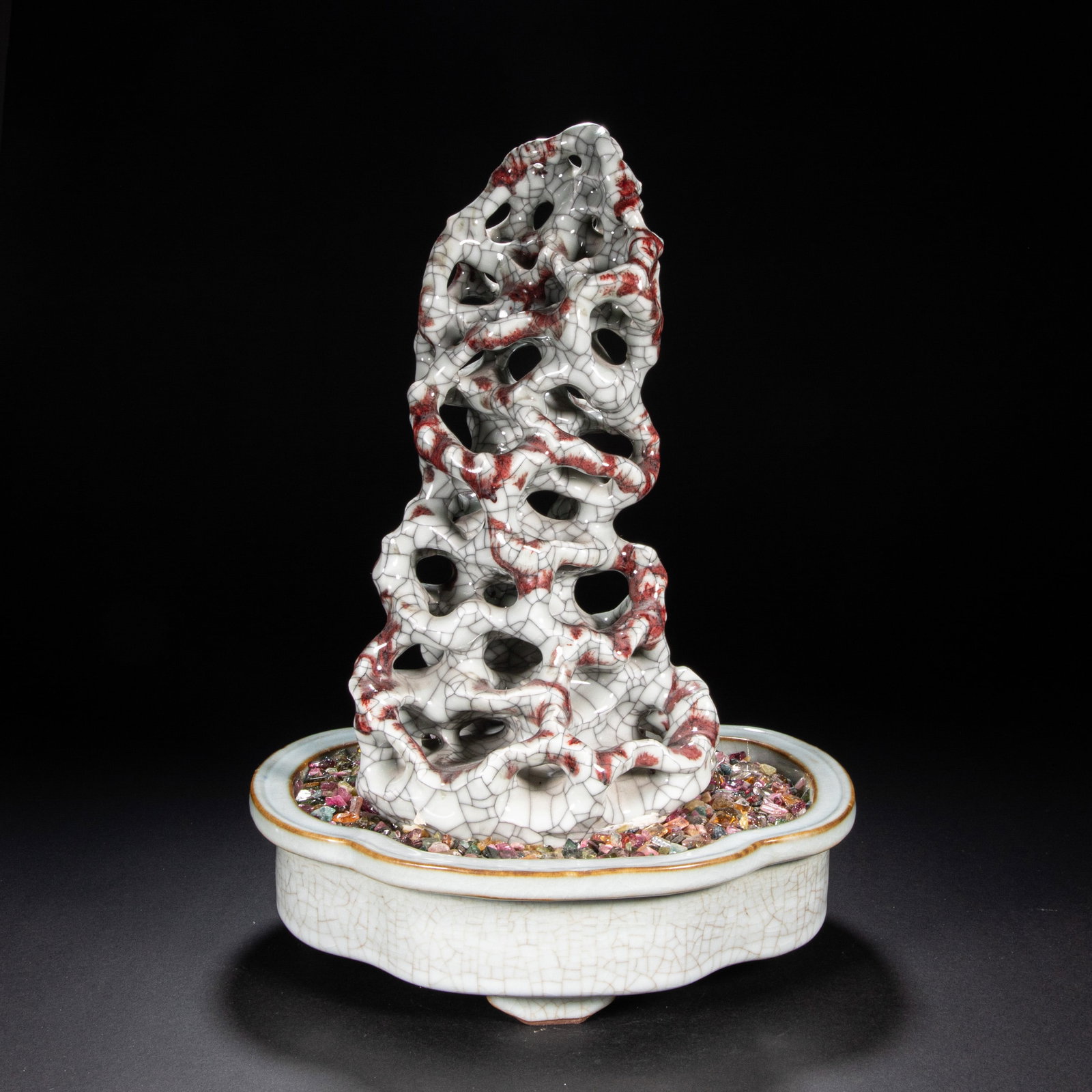 Lu Jun glazed bonsai: Height: 32 cm, Width: 23 cm, Weight: grams