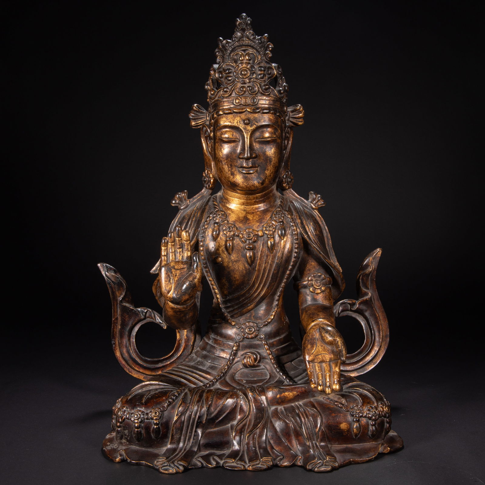 A gilded bronze Buddha statue from the Dali Kingdom in the 11th century