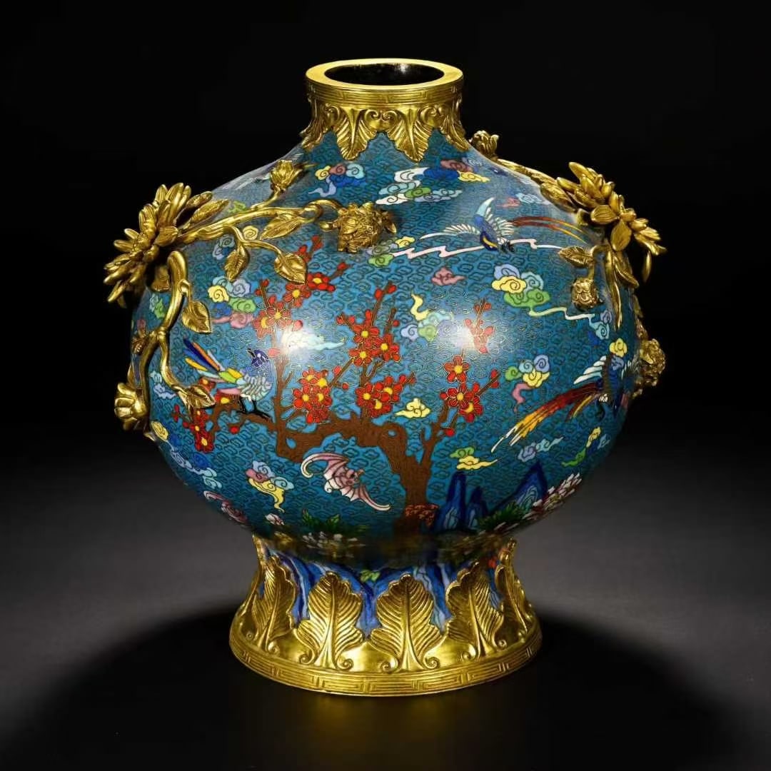 A Jingtai blue enamel plum vase from the Qing Dynasty (1 of 9)