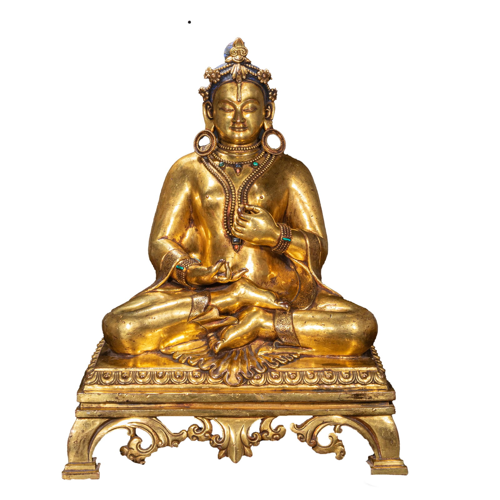 Gilded copper Buddha statue from the 18th century: Height:91cm, width:66cm