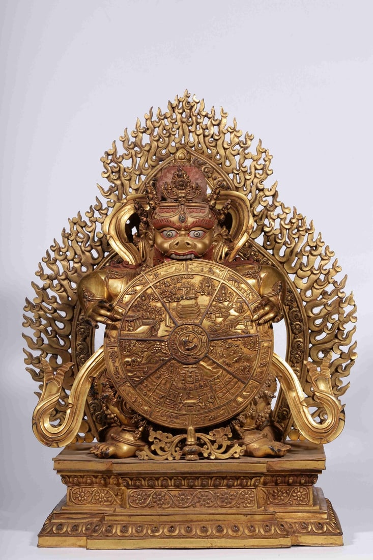 A 15th-century gilded copper Buddha statue: Height:78cm, width:52cm