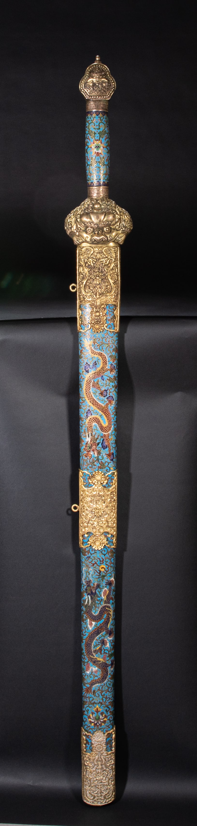 A 18th-century gilded cloisonne sword: Height?95cm, width:8cm