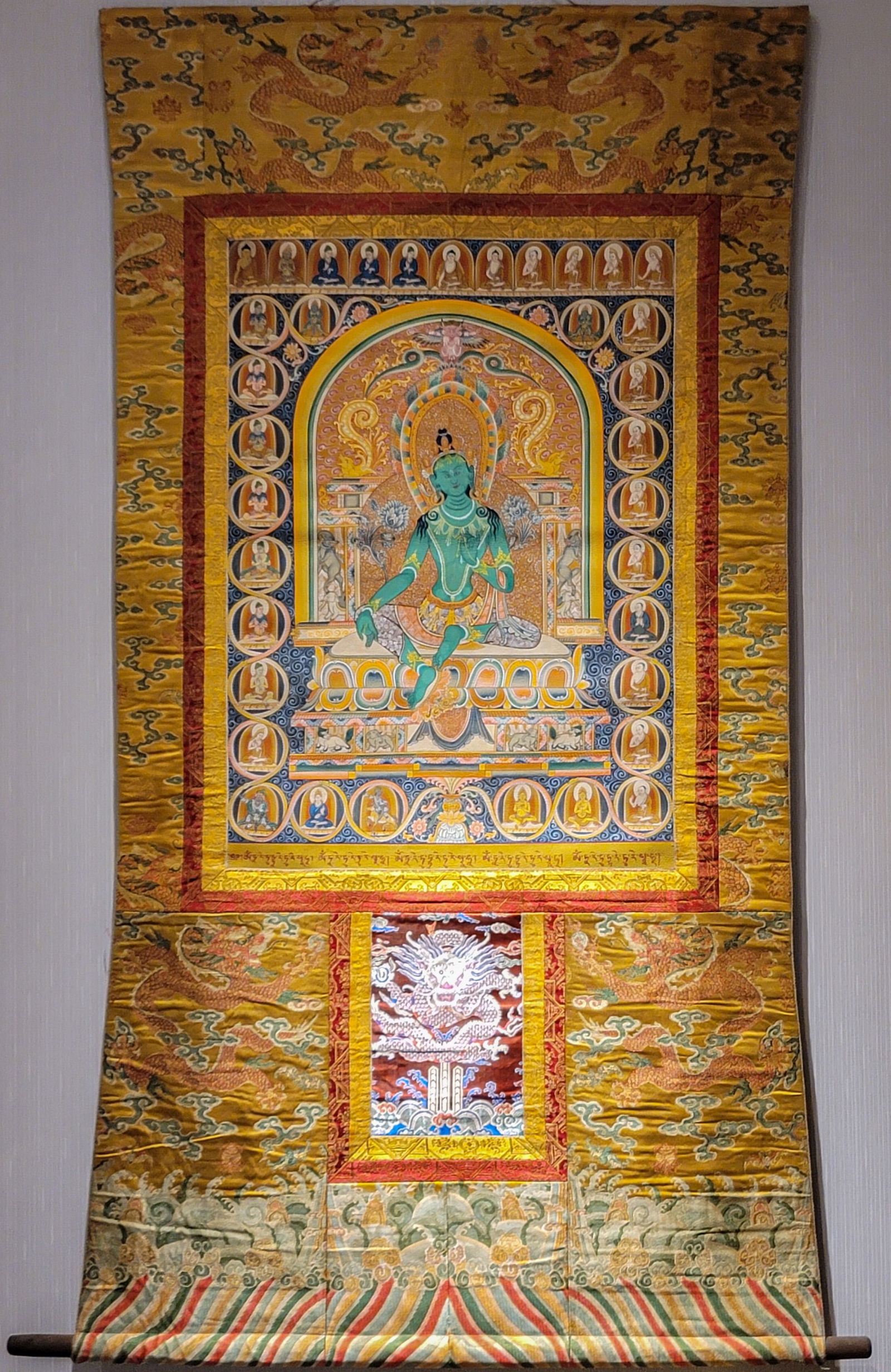 18th-century cowhide Thangka: Height?87cm, width:61cm