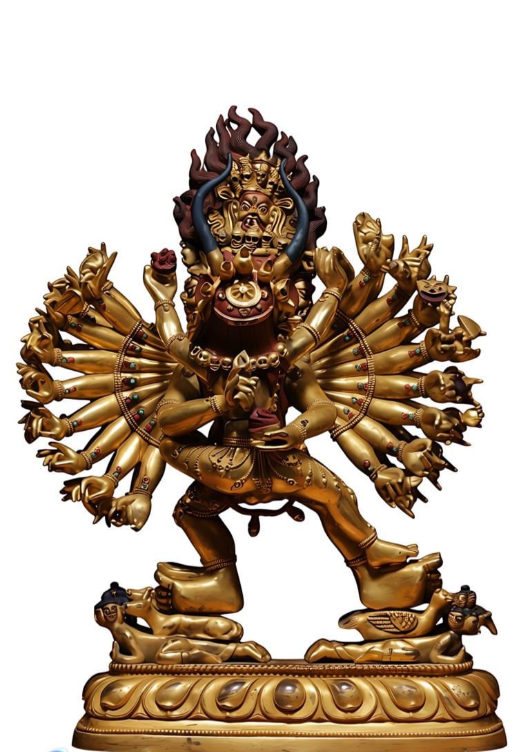 A 15th-century gilded copper Buddha statue: Height?55cm, width:45cm