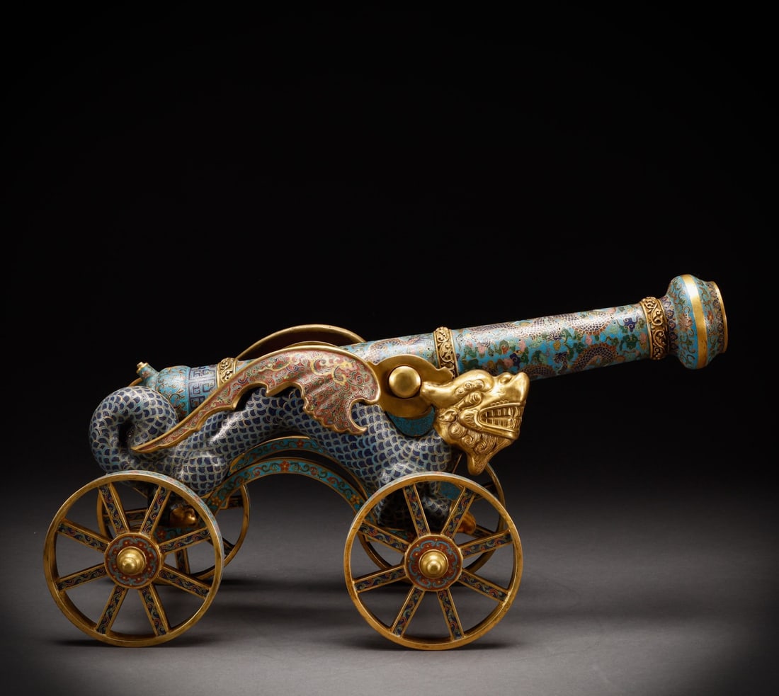 18th-century cloisonne cannons: Height?60cm, width:85cm