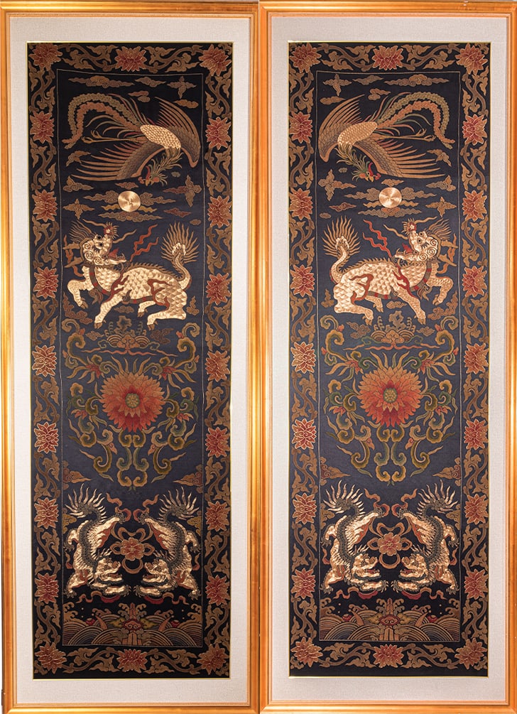 A pair of 18th-century embroidered hanging screens (1 of 14)