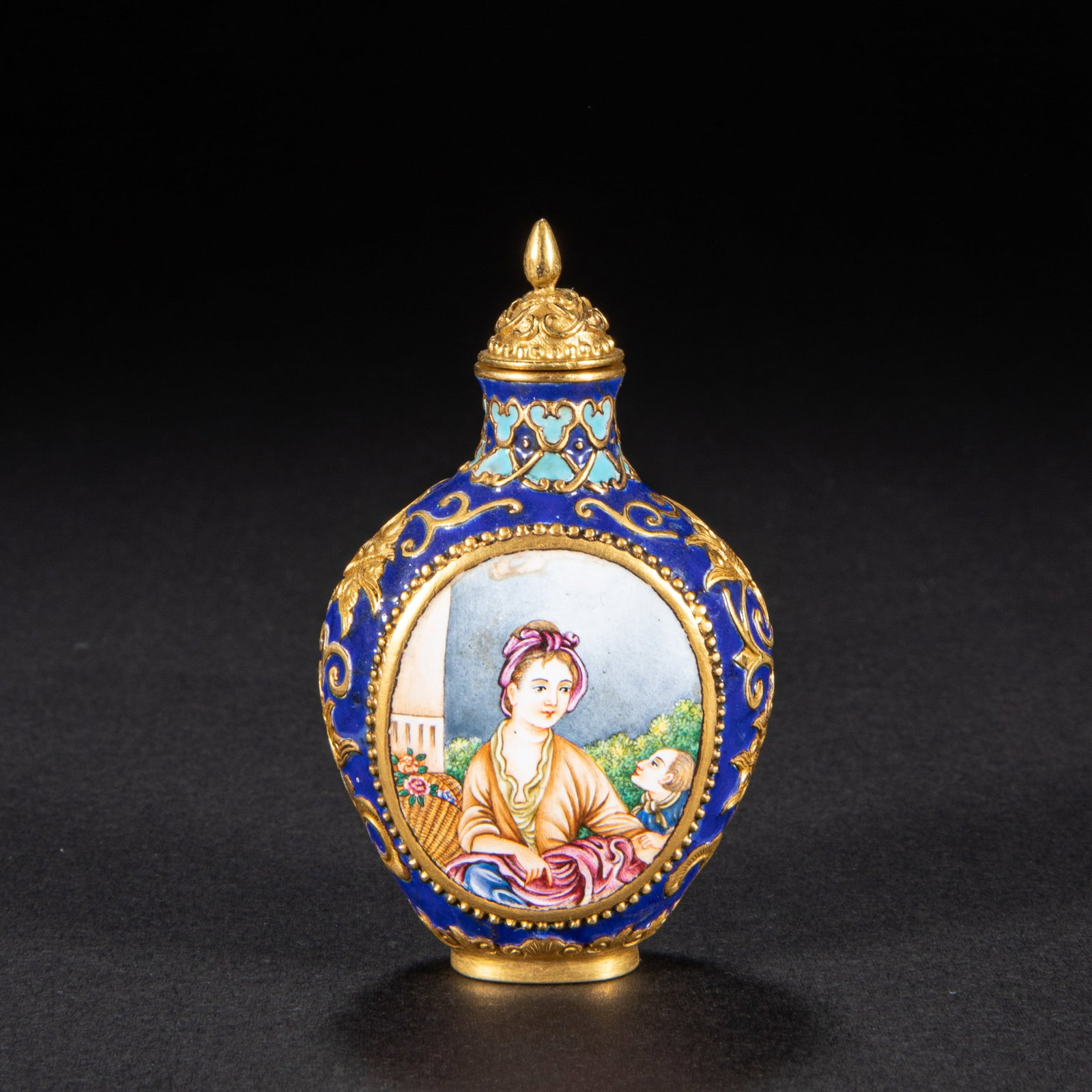 18th-century gold-painted enamel snuffet (1 of 7)
