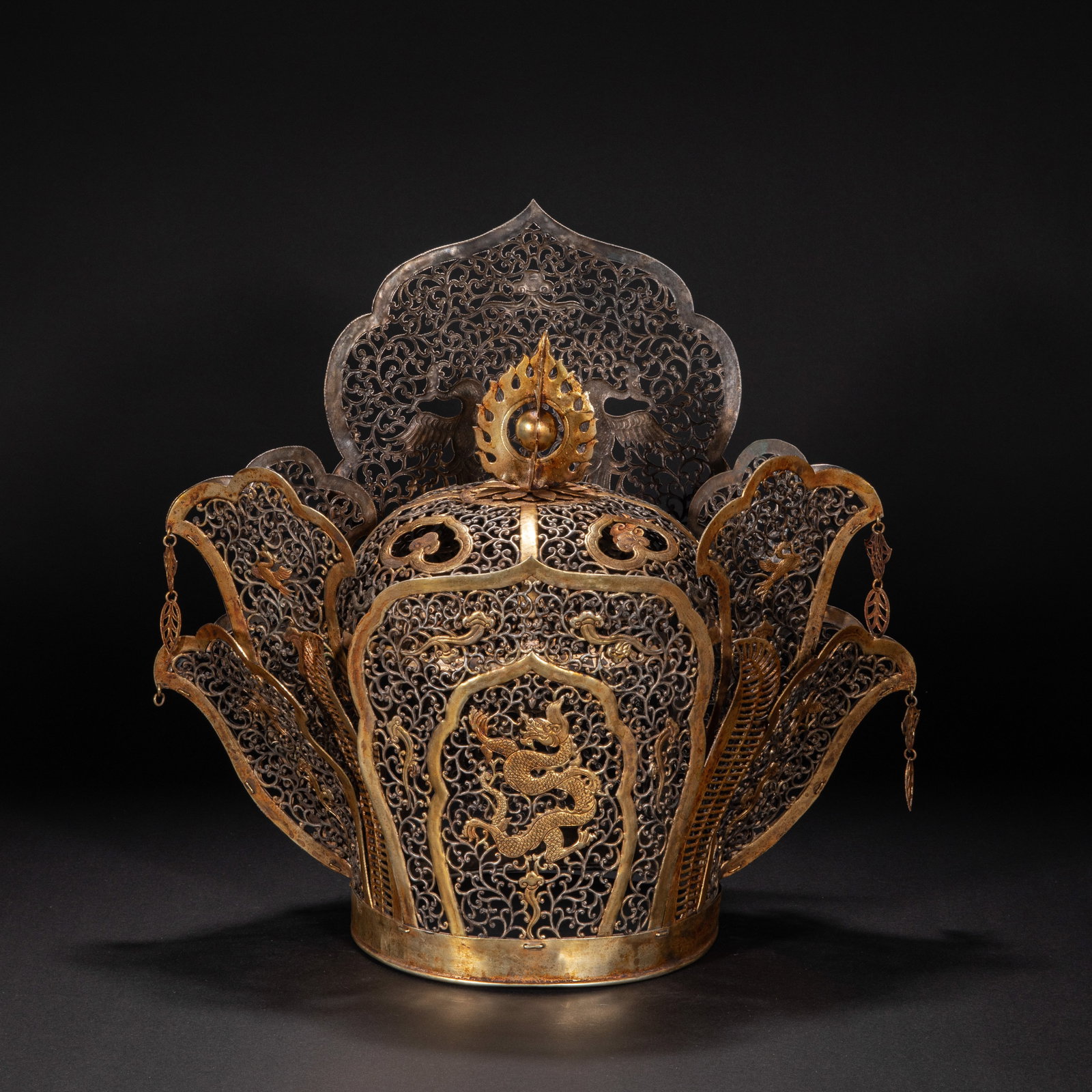A silver-gilded phoenix crown from the 8th century (1 of 12)