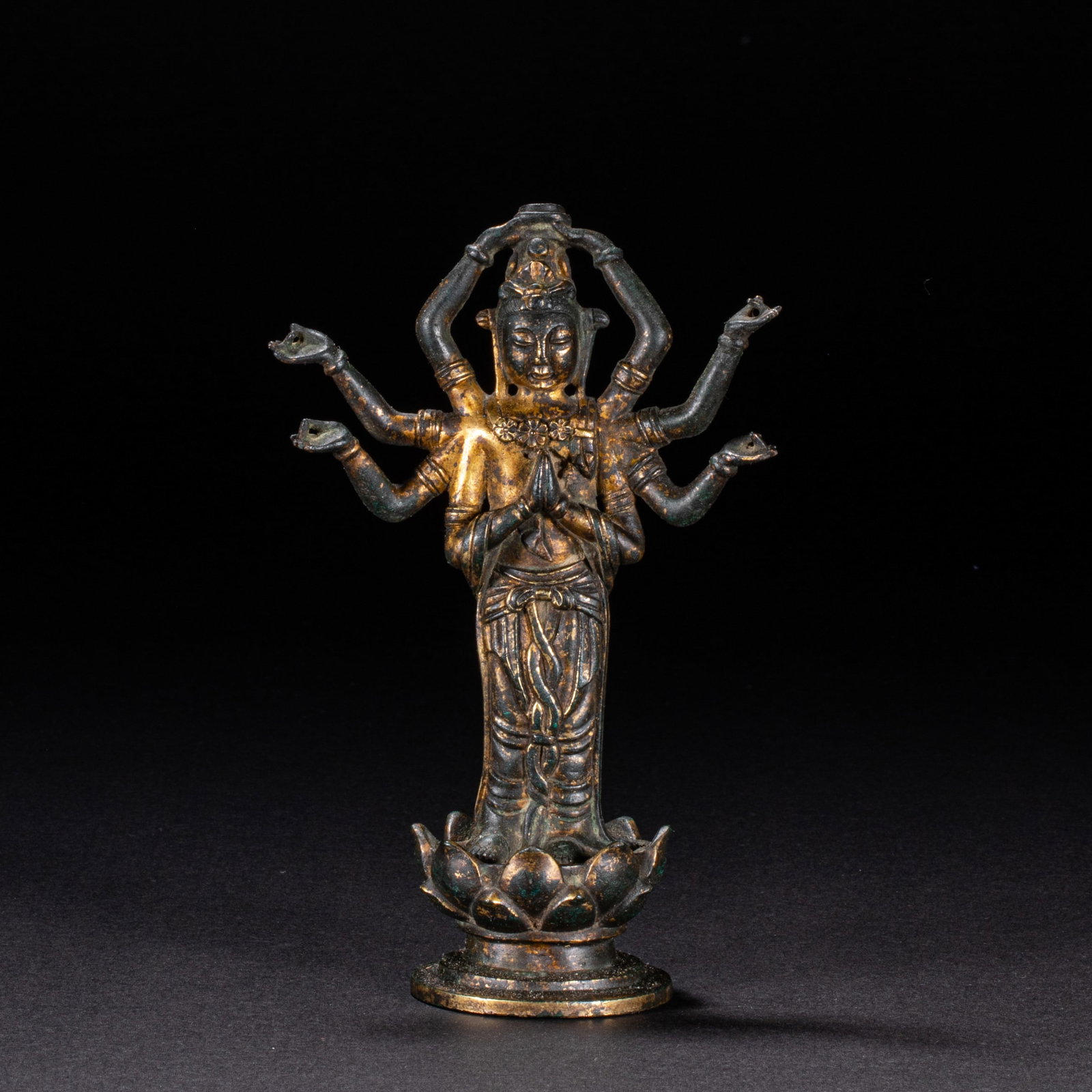 A 10th-century gilded copper Buddha statue: Height?13cm, width?8.5cm