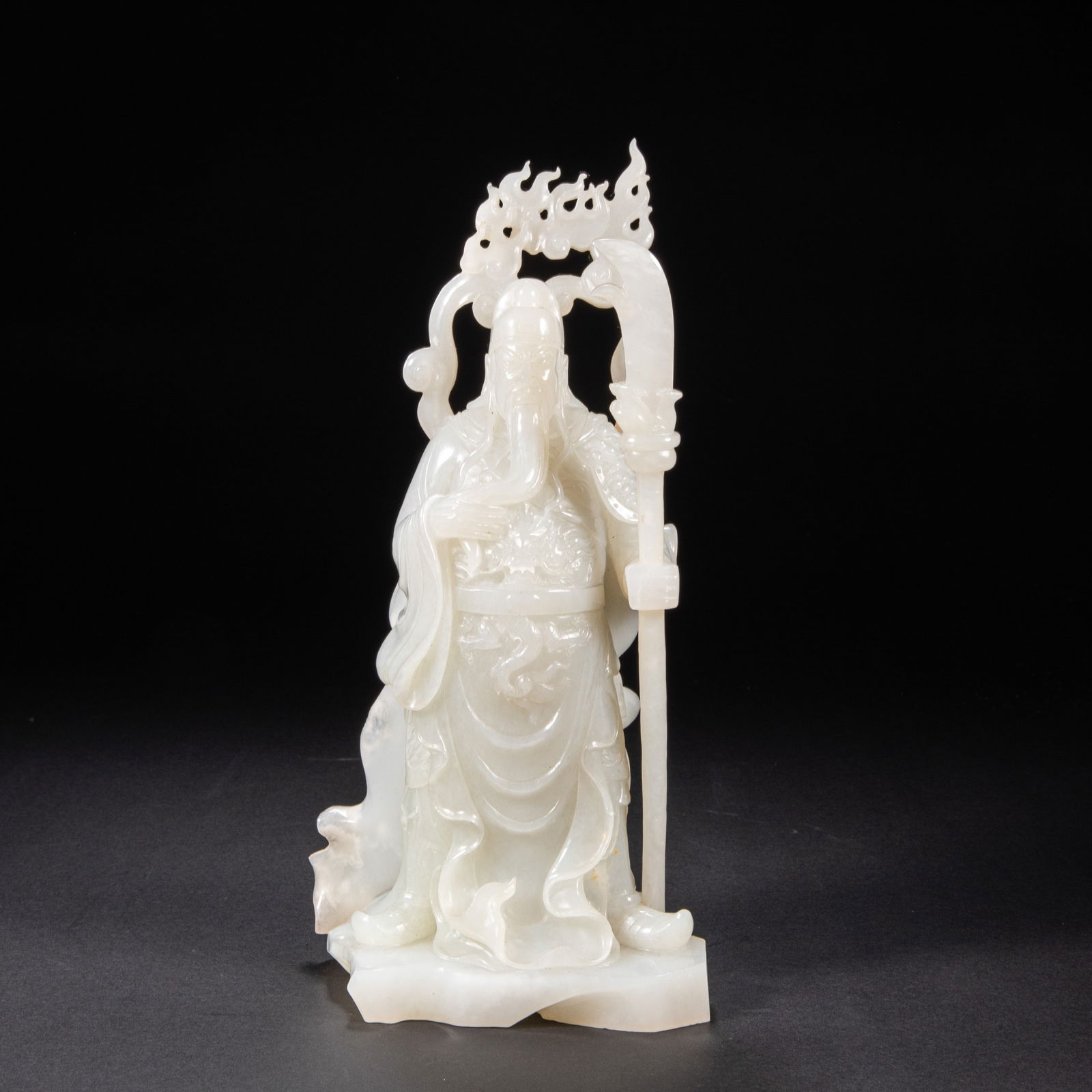 18th-century Hetian jade Guan Gong: Height?50cm, width?18cm