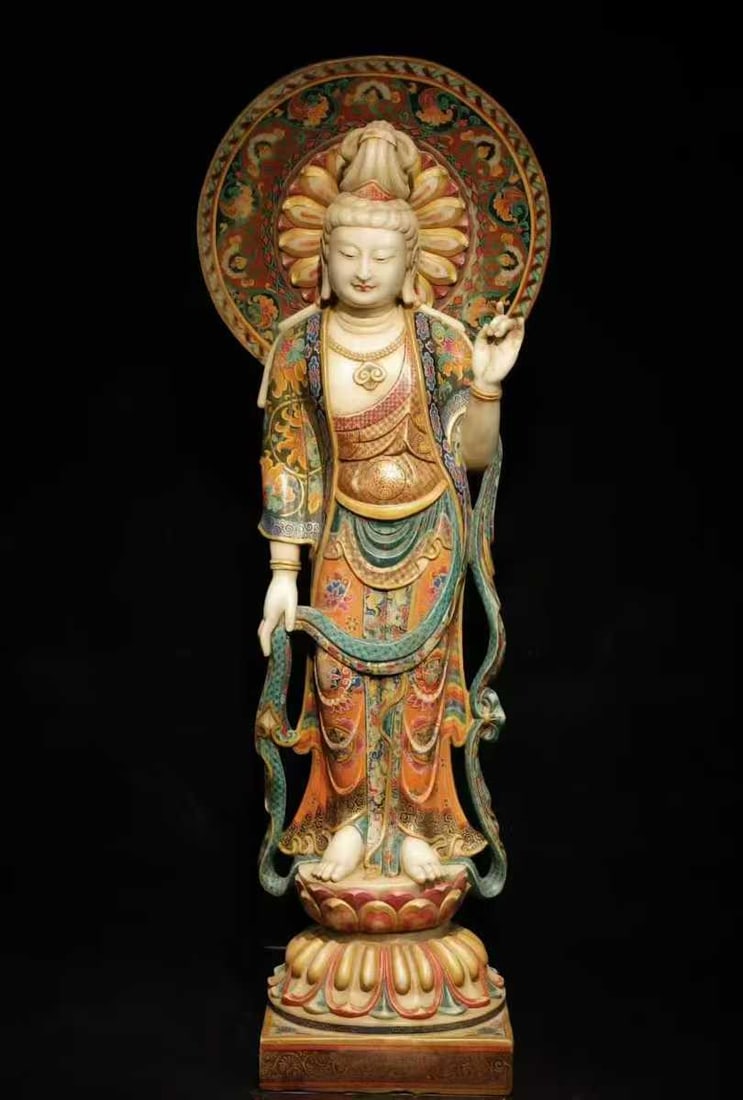 A 6th-century white marble gilded Buddha statue: Height?145cm