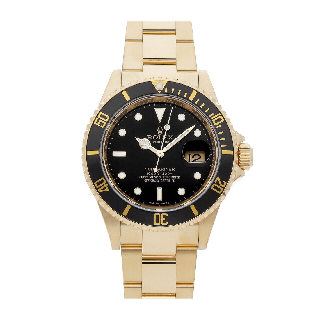 Rolex Submariner Date Automatic 40mm Yellow Gold Mens Bracelet Watch 16618 (1 of 4)