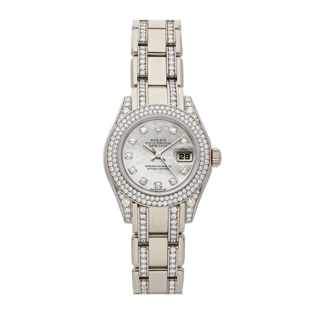 Rolex Datejust Auto White Gold Diamonds Ladies Pearlmaster Bracelet Watch 80359 (1 of 4)