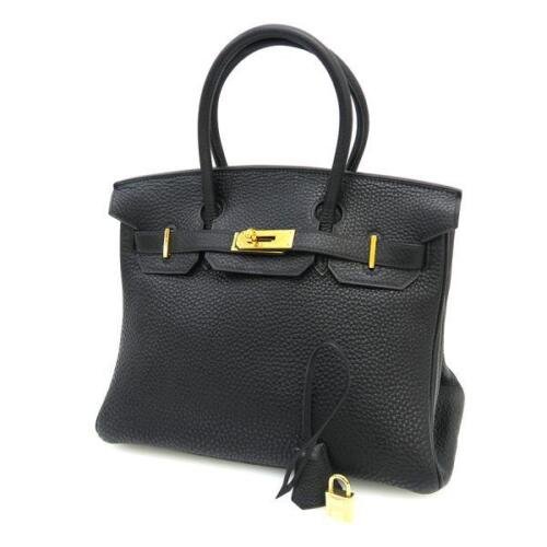 HERMES Birkin 30 Fjord Black Gold Metal Fittings Good Condition Women's Handbag (1 of 8)