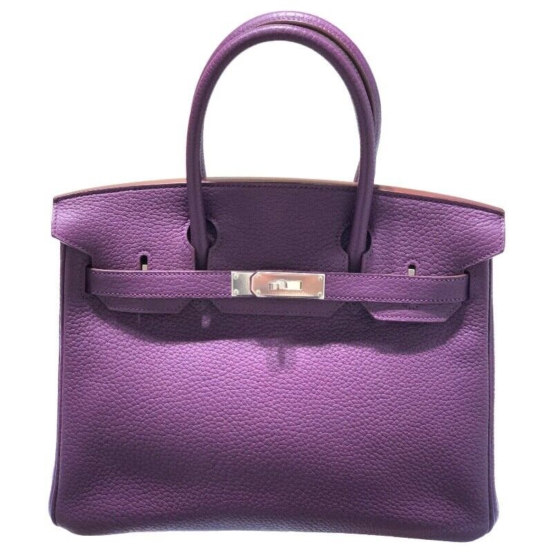HERMES Birkin 30 Purple/Cassis Taurillon Clemence Women's Handbag (1 of 7)