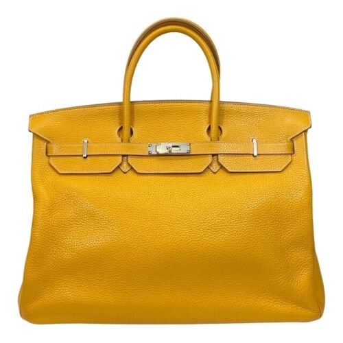 HERMES Birkin 40 Taurillon Mutard Silver Metal Fittings Women's Handbag (1 of 8)