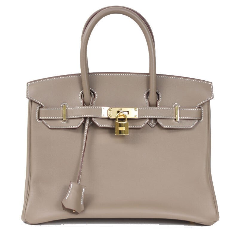 HERMES Birkin 30 Swift Etoupe Gold Hardware Good Condition Women's Handbag (1 of 5)