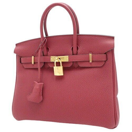 HERMES Birkin 25 Togo Rouge Grena Red Gold Hardware Women's Handbag (1 of 5)